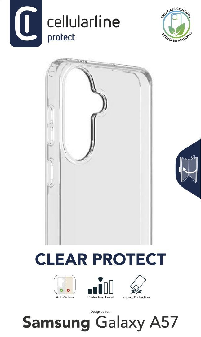 Transparente Handyhülle für Samsung Galaxy A57 mit "Anti-Yellow"-Schutz.