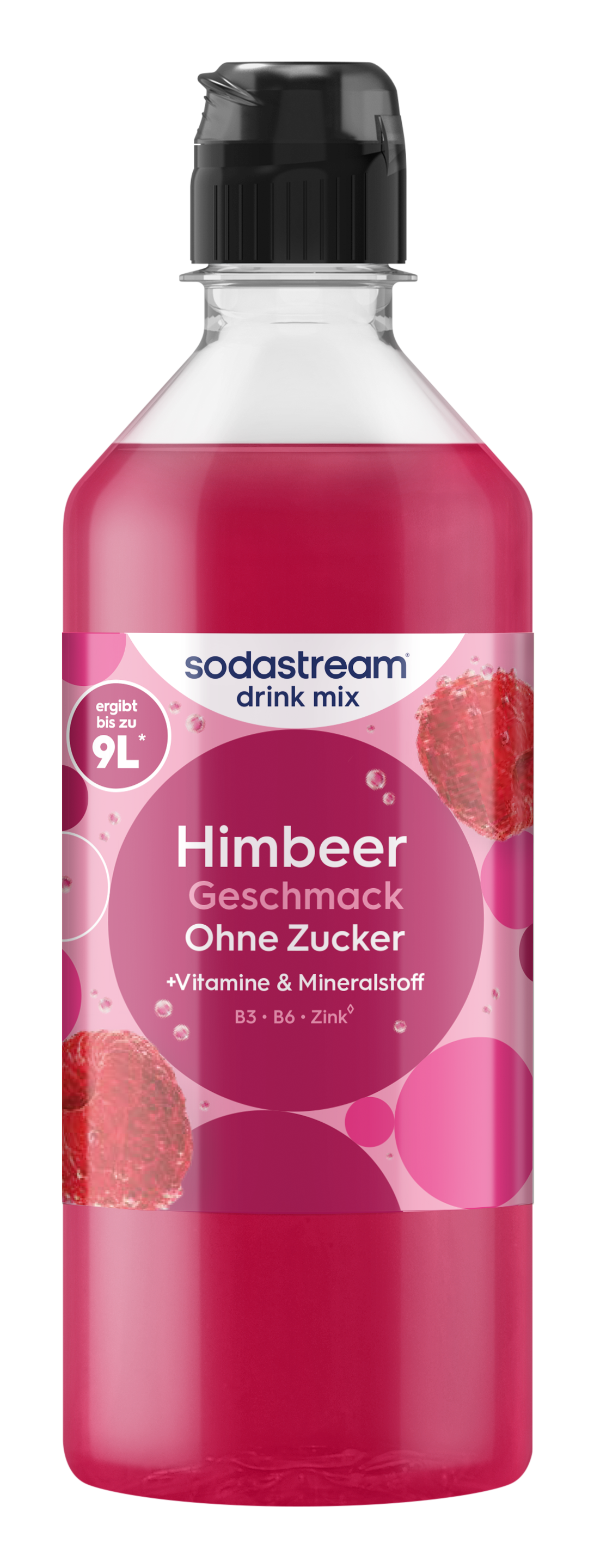 Sodastream Himbeer Geschmack ohne Zucker Sirup mit Vitaminen und Mineralstoffen.