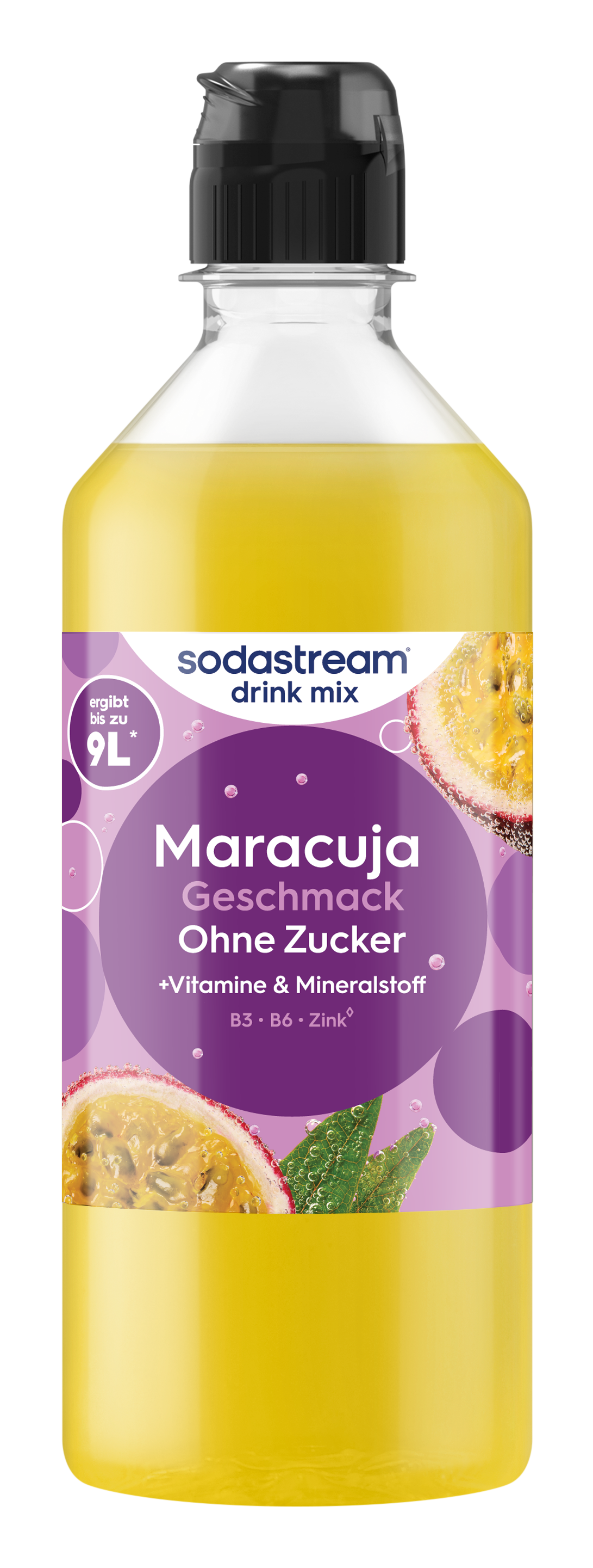 SodaStream Maracuja Sirup ohne Zucker, mit Vitaminen & Mineralstoffen.
