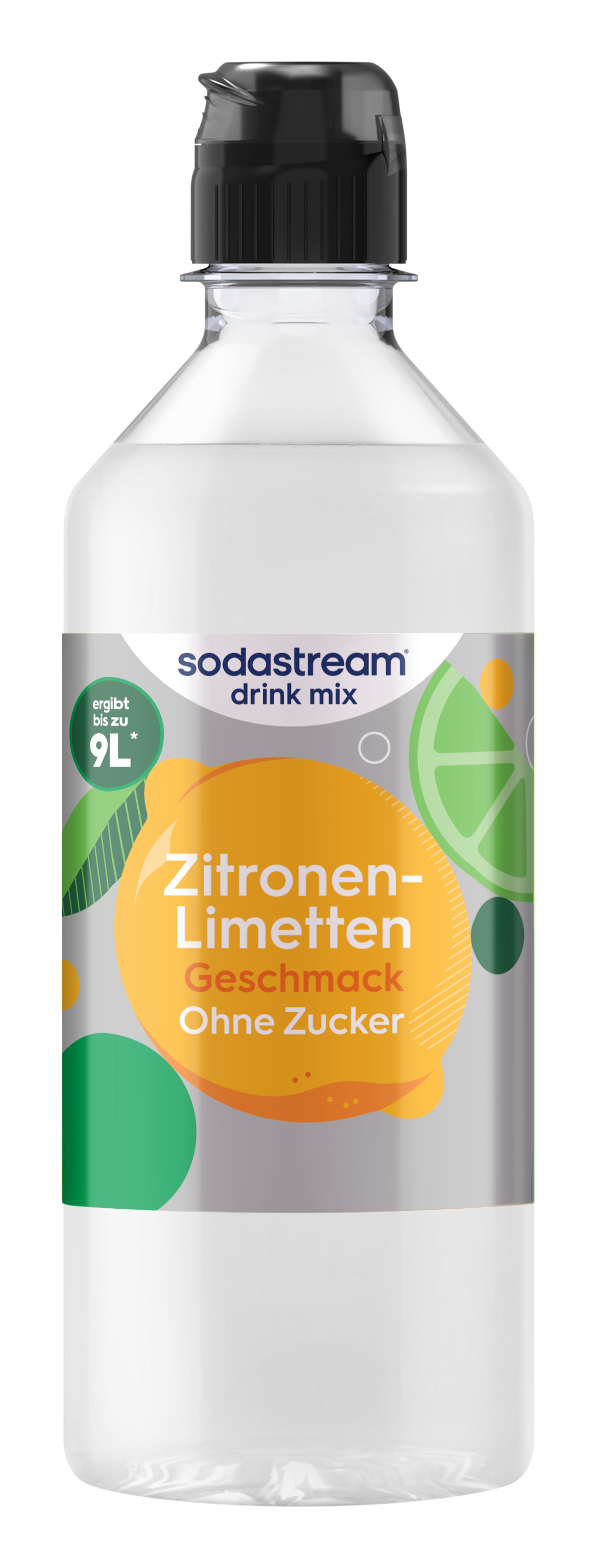 Eine Sodastream Flasche mit Zitronen-Limetten Geschmack ohne Zucker.