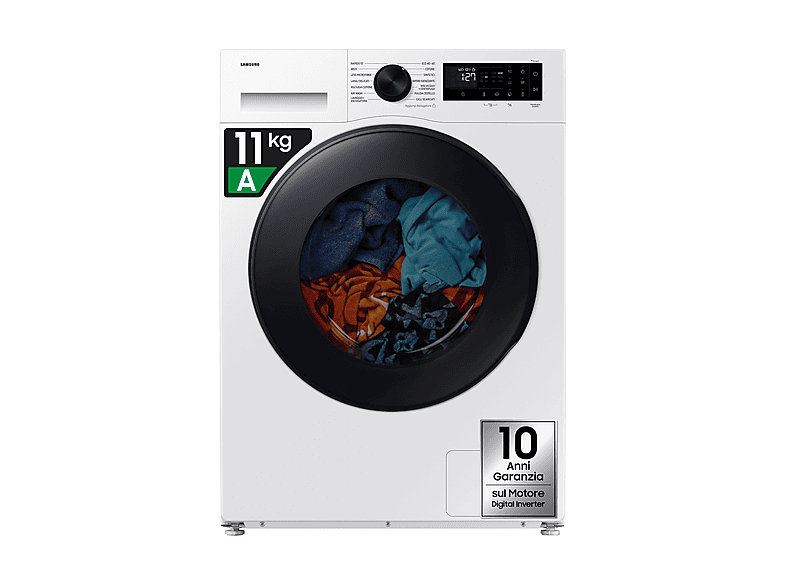 SAMSUNG WD11DG5B15BEET LAVASCIUGA, Caricamento frontale, capacità lavaggio 11 kg, asciugatura 6 17 programmi, Profondità 60 cm, Giri 1400 rpm, Bianco, Classe D