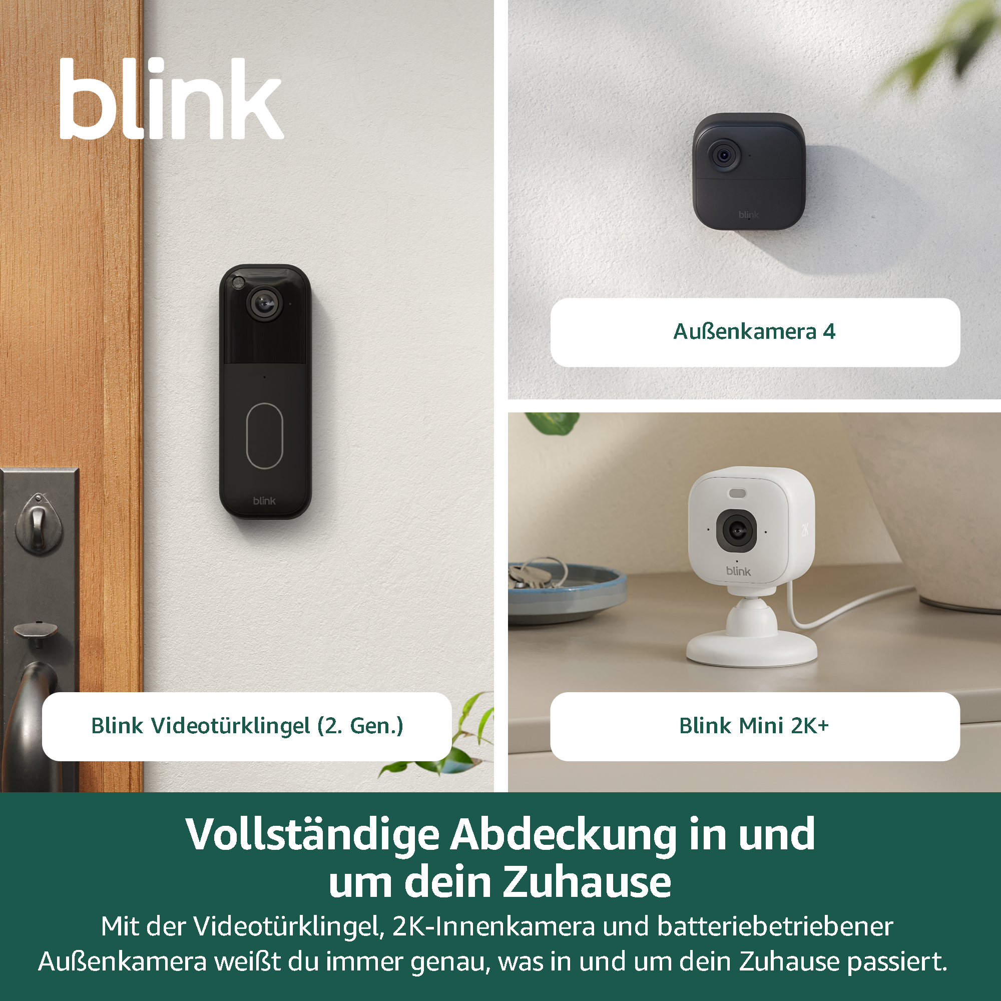Blink Türklingel, Außenkamera und Innenkamera werden gezeigt.
