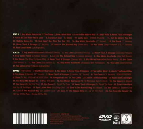 Rückseite eines Album-Covers mit CD- und DVD-Tracklisten.
