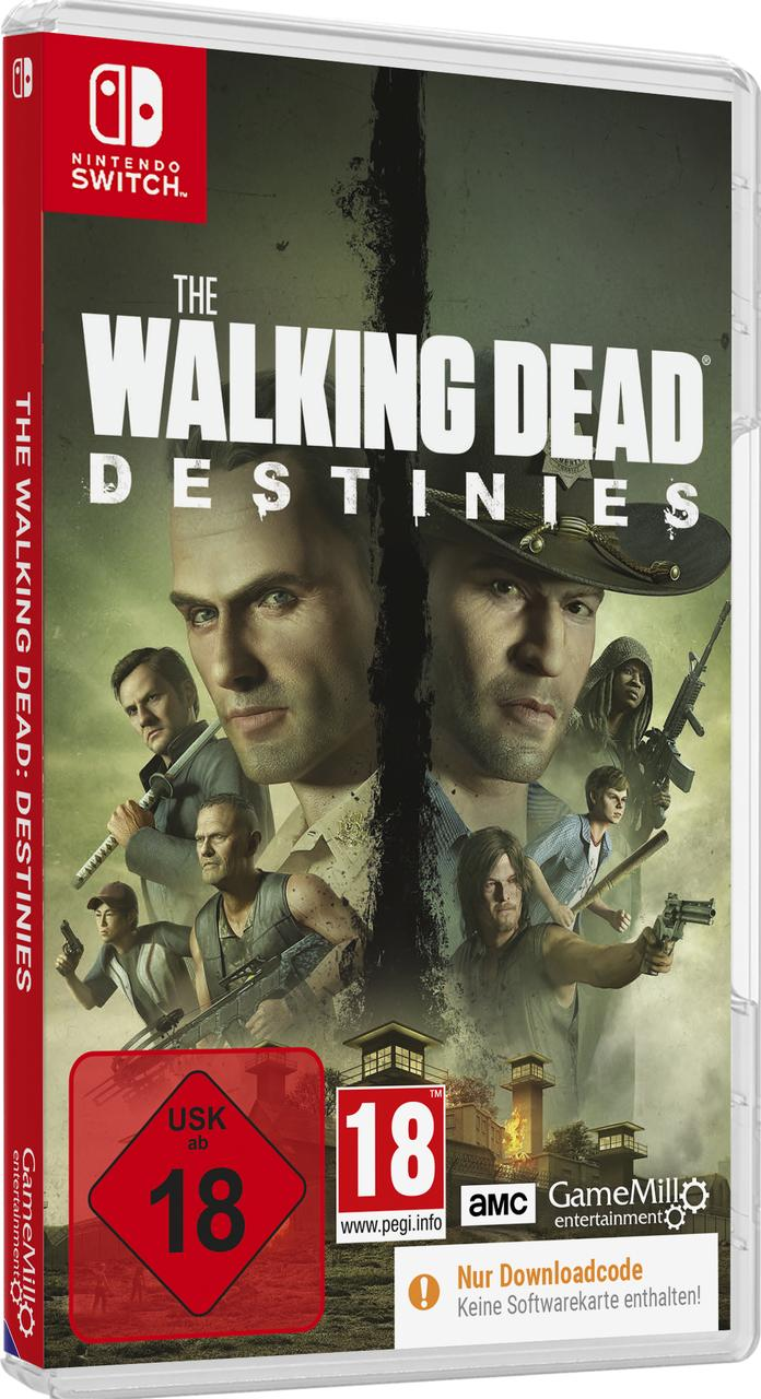 Das Cover zeigt Charaktere aus The Walking Dead: Destinies, mit Altersfreigabe 18.
