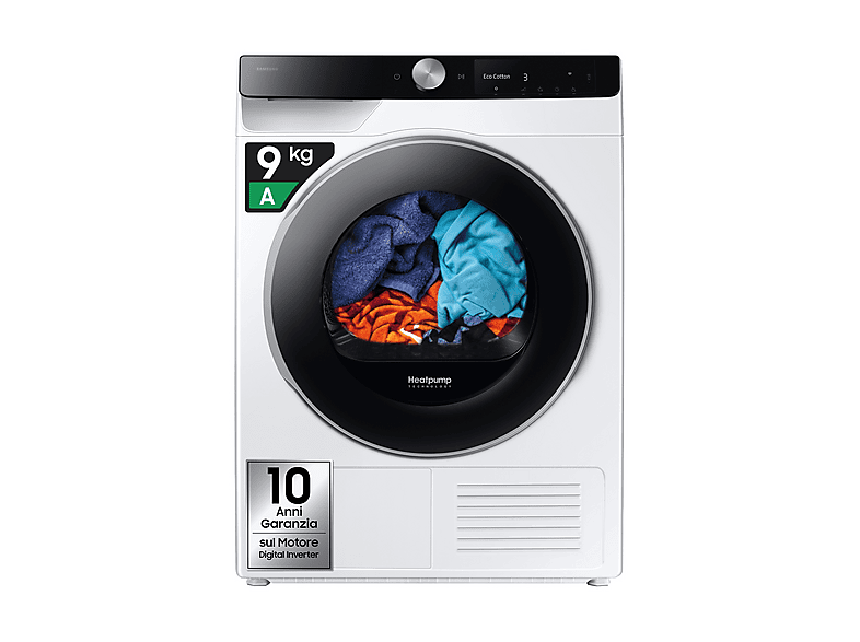 ASCIUGATRICE SAMSUNG DV90DG6845LKU3 Condensazione, 9 kg, profondità 60 cm, 64 dB(A), Bianco, Classe A