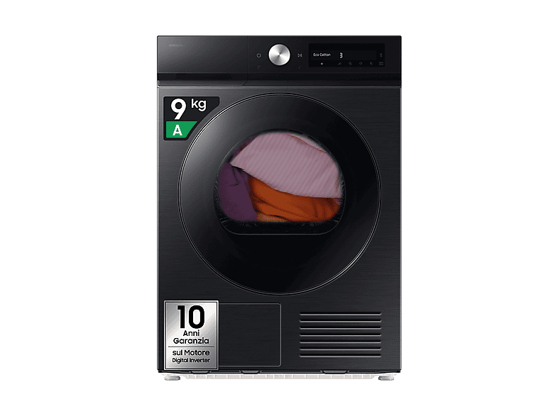 ASCIUGATRICE SAMSUNG DV90DB7845GBU3 A pompa di calore, 9 kg, profondità 60 cm, 64 dB(A), Nero, Classe