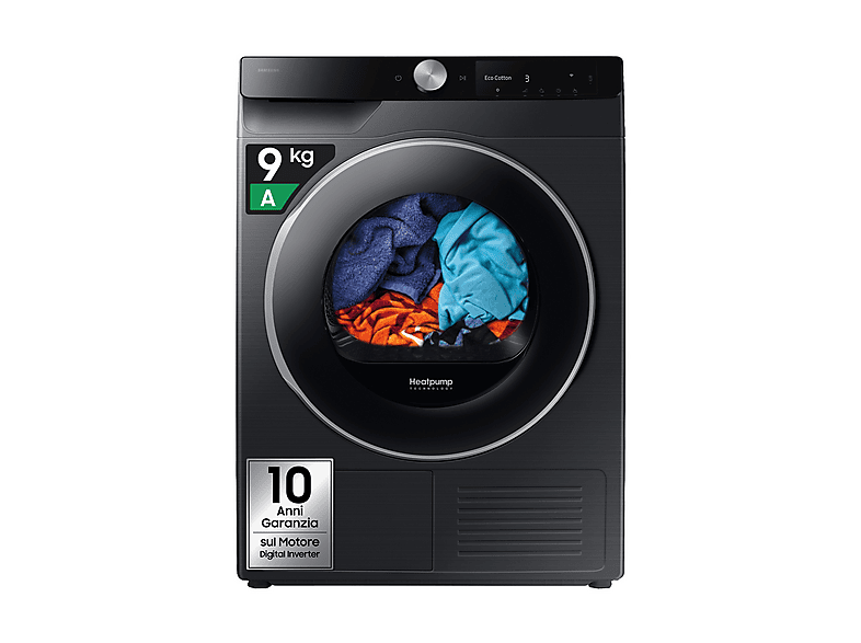 Asciugatrice SAMSUNG DV90DG6845LBU3, a condensazione, 9 Kg, profondità 60 cm, tecnologia AI Dry,  funzione Super Speed 81’, Classe A