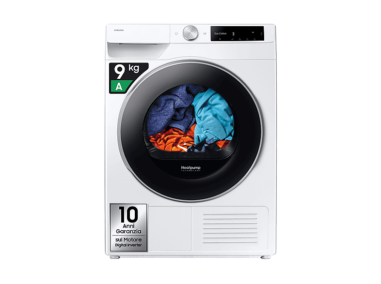 ASCIUGATRICE SAMSUNG DV90DG6845LEU3 Condensazione, 9 kg, profondità 60 cm, 64 dB(A), Bianco, Classe A