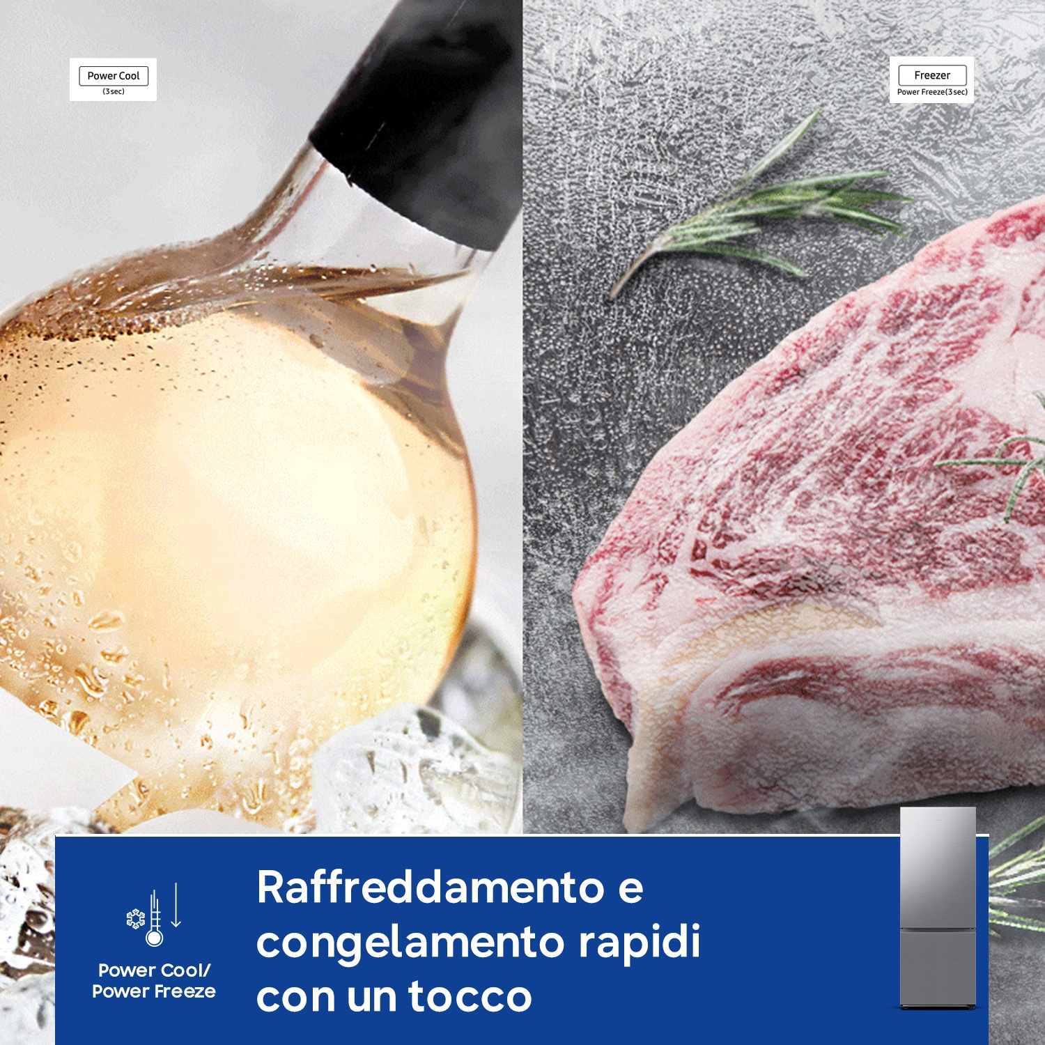 Bevanda in bicchiere con ghiaccio e un pezzo di carne con rosmarino.