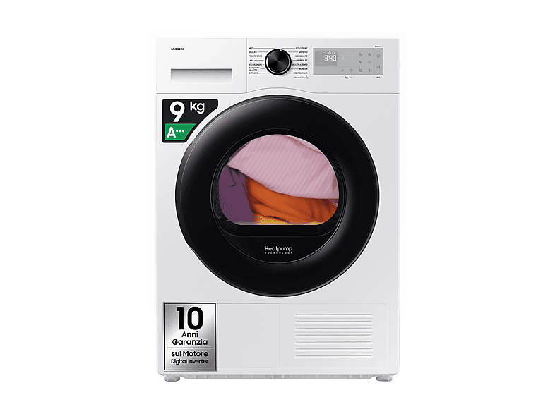 ASCIUGATRICE SAMSUNG DV90DG52A0AHET Condensazione, 9 kg, profondità 60 cm, 65 dB(A), Bianco, Classe C