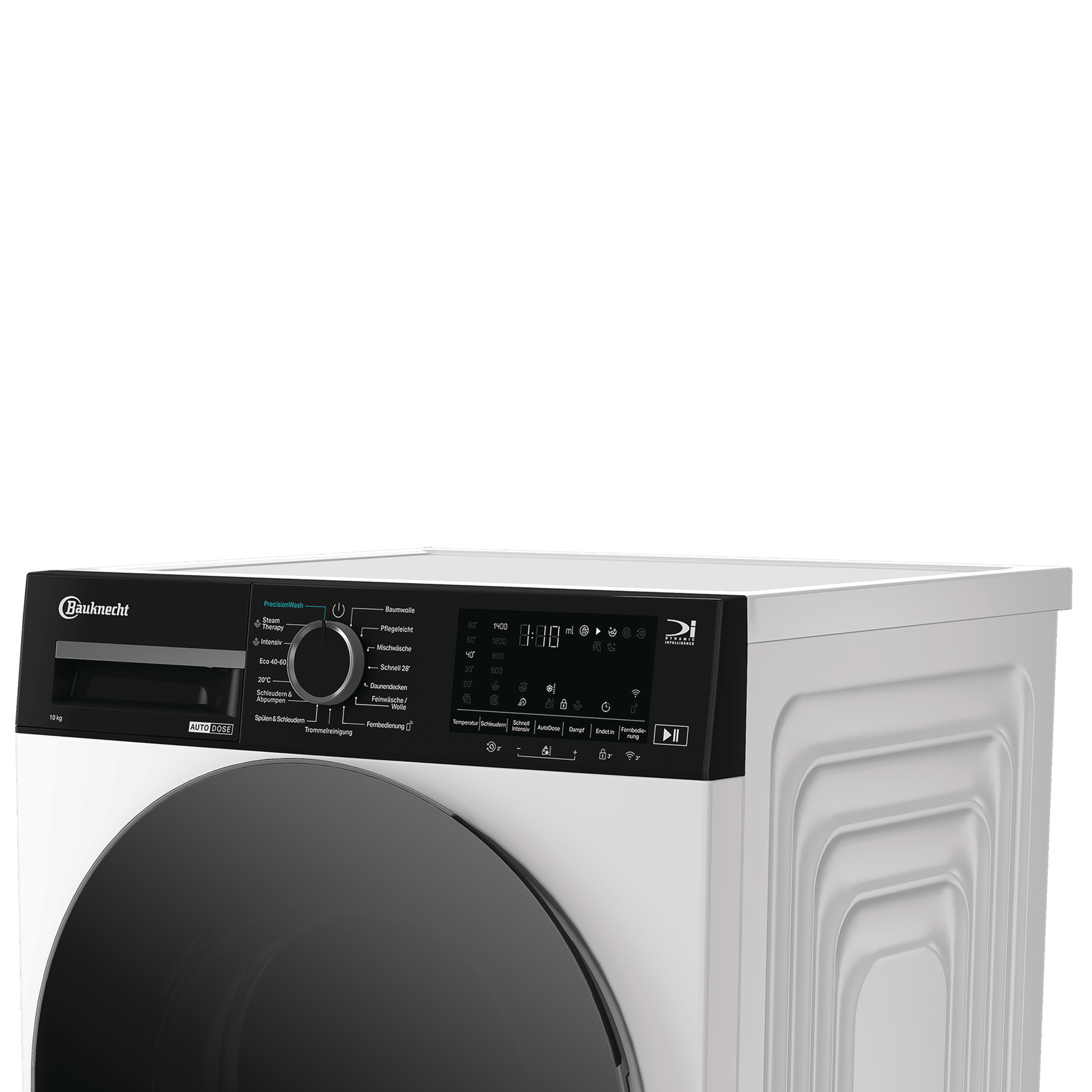 Bauknecht Waschmaschine mit digitalem Display und Programmwahlrad.