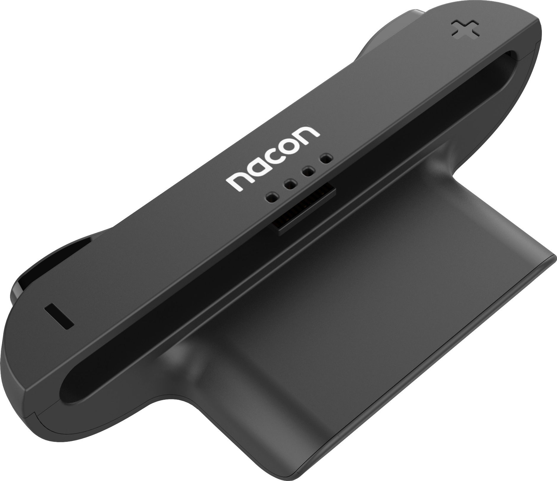 Un support noir pour manette Nacon avec port de charge et indicateurs.