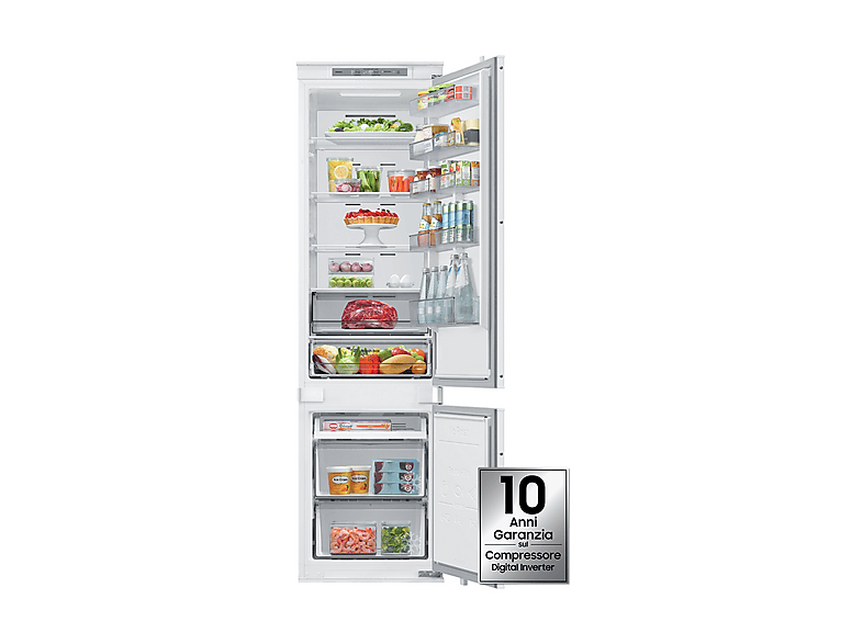 FRIGORIFERO DA INCASSO SAMSUNG BRB70F30BES0EF, Capacità netta totale 298 l, Rumorosità: 35 dB(A), LAN wireless, 4 ripiani, Dimensioni: L 54 cm A 193,5 P 55 cm, Bianco, Classe E