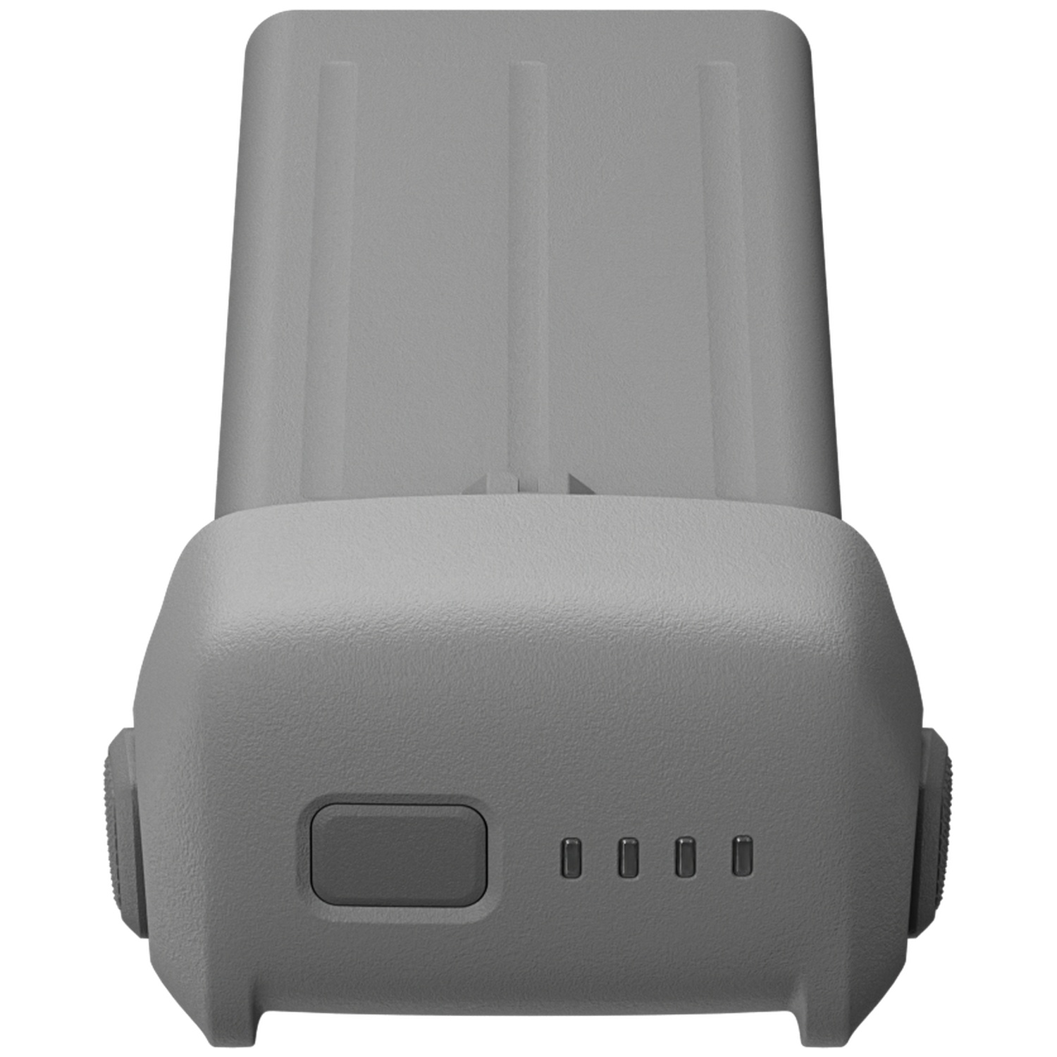 Batterie de drone grise avec indicateur de charge et bouton d'alimentation.