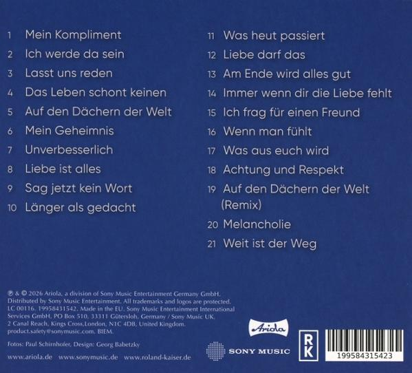 Titelliste eines Albums mit 21 Liedern, inklusive Copyright-Infos.