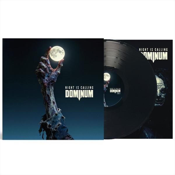 Eine verrottende Hand hält einen leuchtenden Mond über einem Schallplatten-Cover.