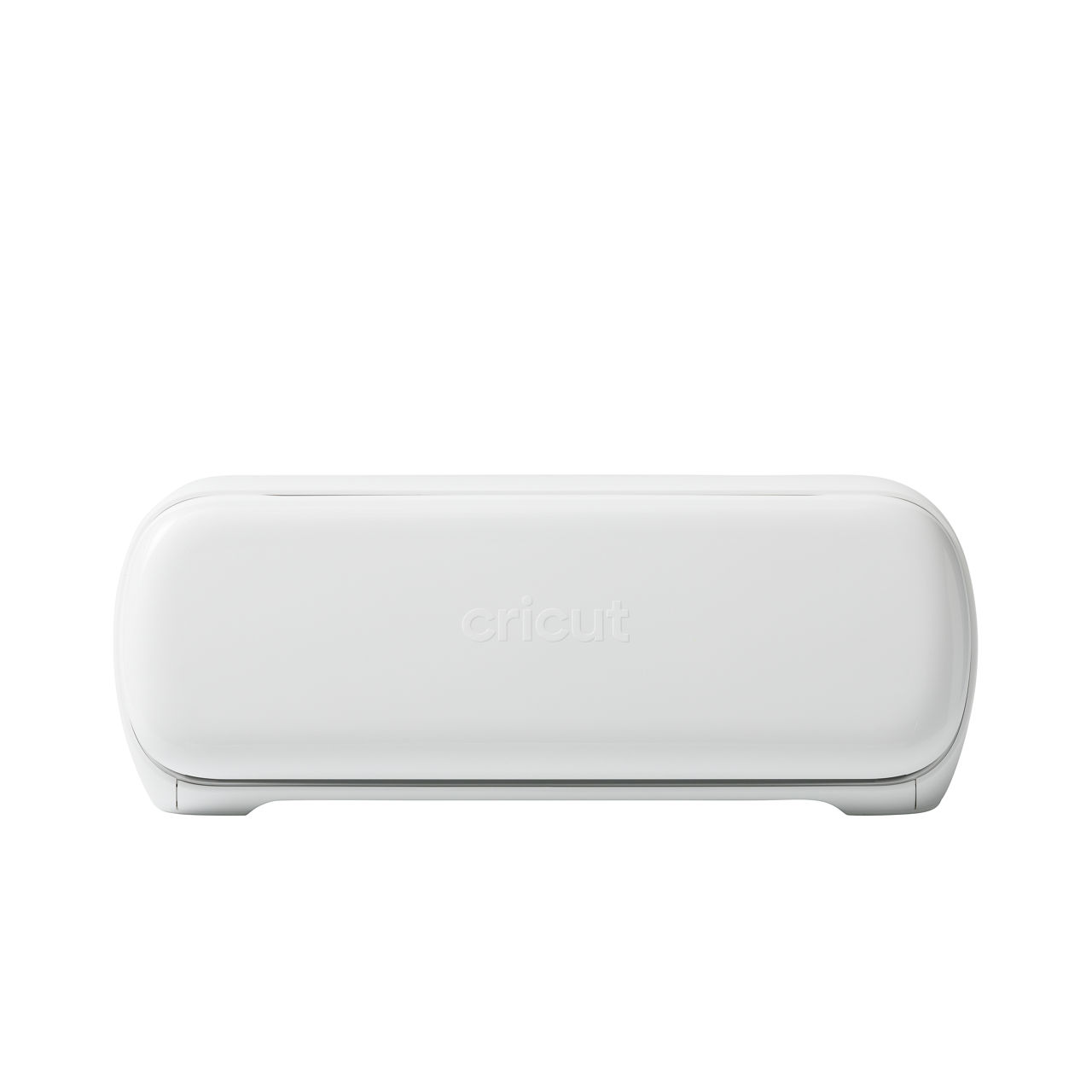 Un dispositivo Cricut blanco con bordes redondeados sobre fondo blanco.