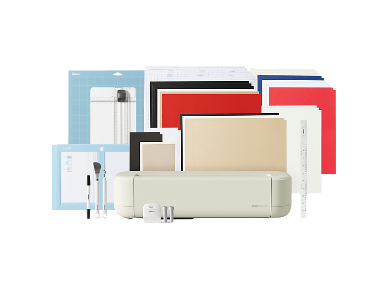 Cricut Explore™ 5 + pack Essential, Bluetooth y USB, Trabaja con +100 Materiales, Taupe