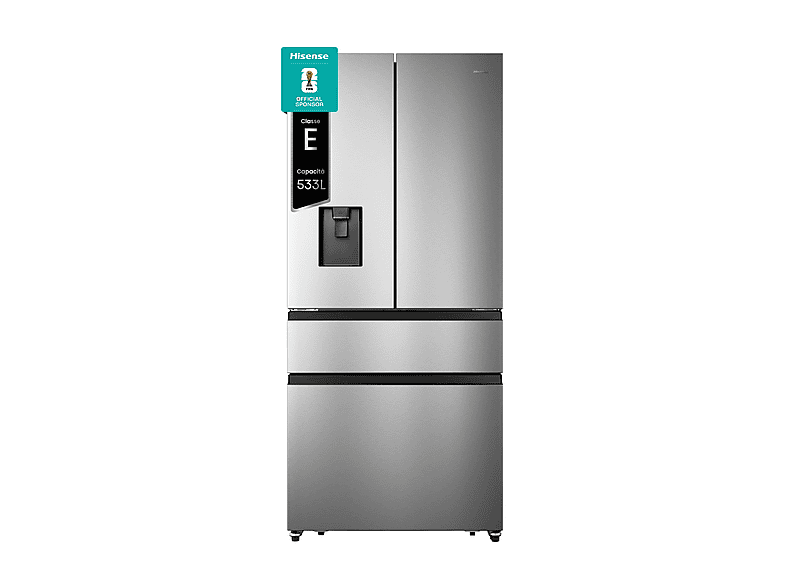 Frigorifero americano HISENSE RF540N4WIE, Sistema Multi Flow: Sì; raffreddamento frigorifero: No Frost; congelatore: Frost, Capacità netta totale 480 l, Rumorosità: 40 dB(A), Dispenser acqua, Dimensioni: L 79,4 cm A 181,7 P 70,6 cm, Inox, Classe E