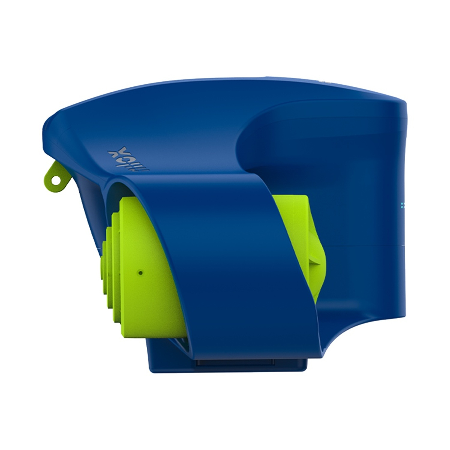 Un oggetto blu e verde neon simile a un manico.