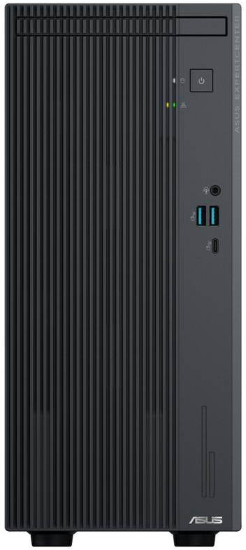 Fekete ASUS ExpertCenter asztali PC függőleges barázdákkal és portokkal.