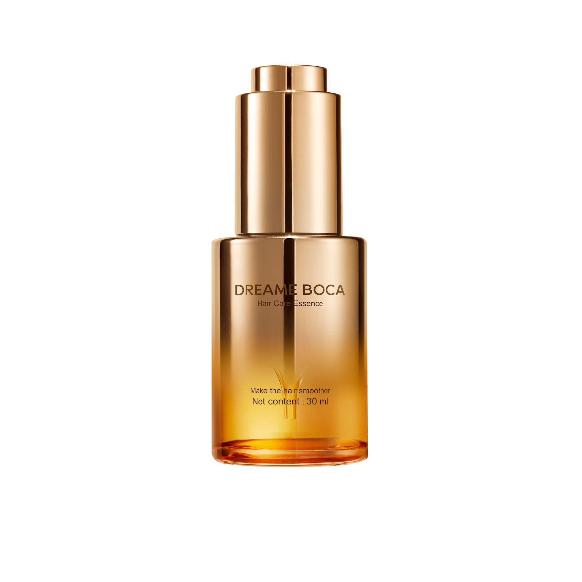 Goldene Flasche mit "DREAME BOCA" und Haar essence.