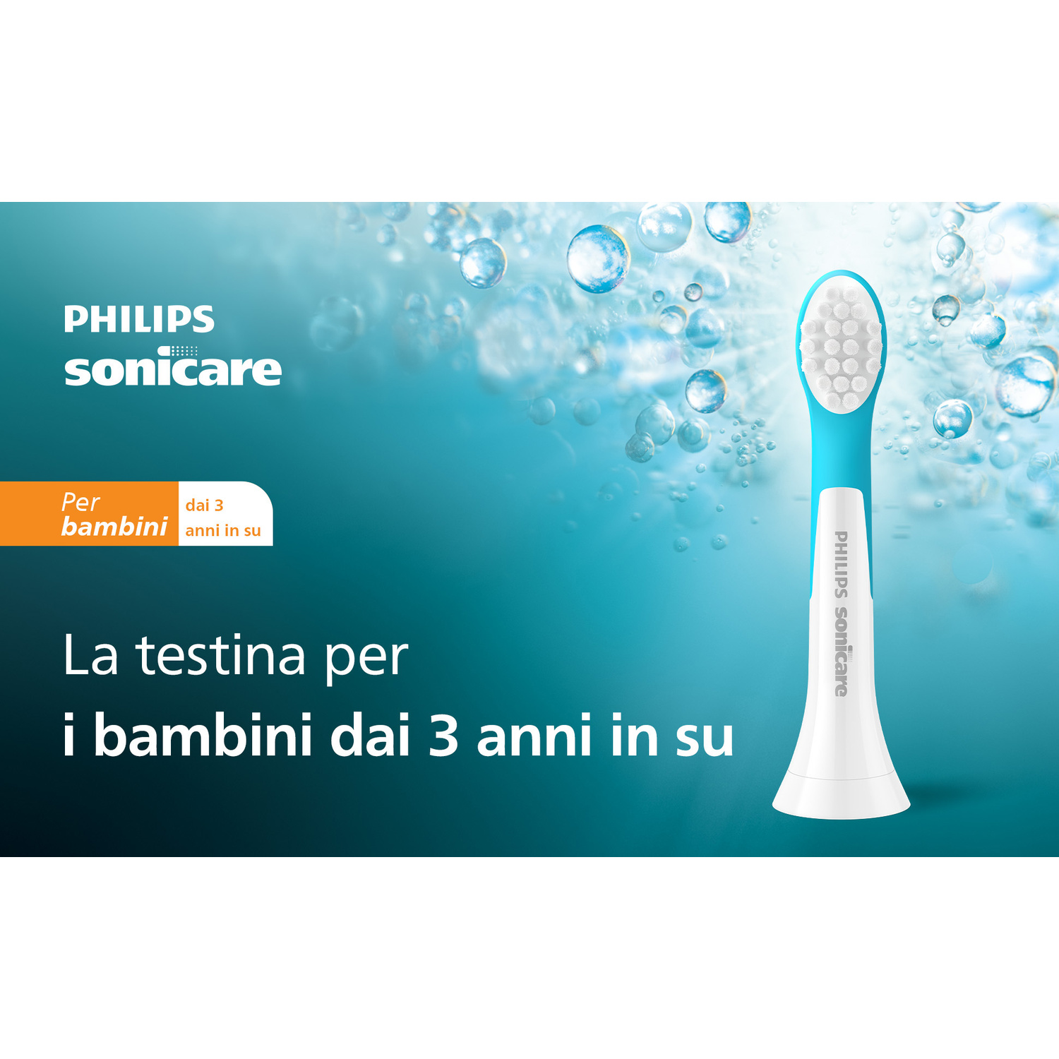Una testina Philips Sonicare turchese per bambini.