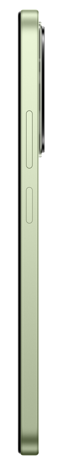 Widok z boku jasnozielonego smartfona ze srebrnymi przyciskami.