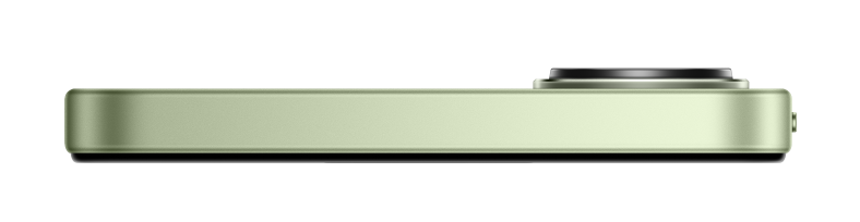 Jasnozielony bok telefonu z modułem aparatu. Czarno na białym.