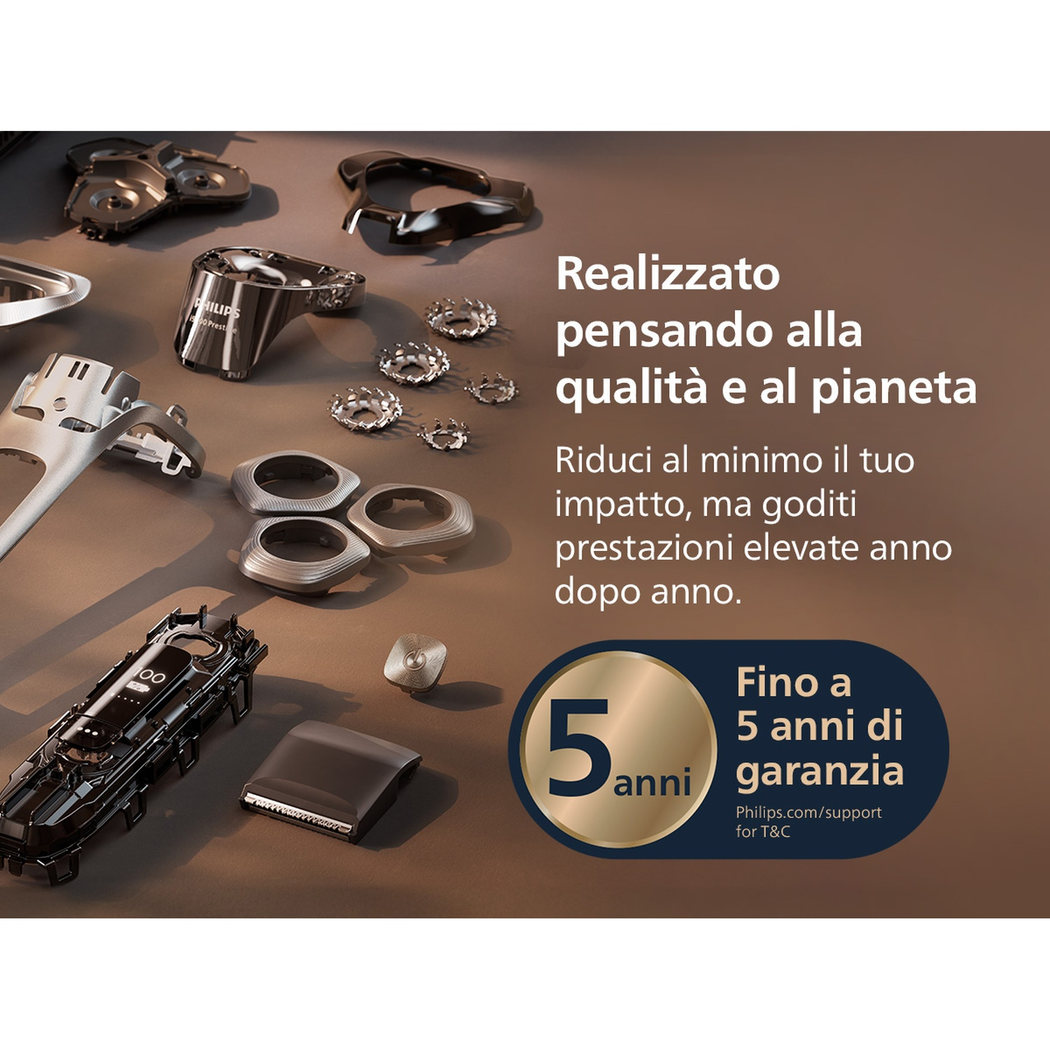 Parti di rasoio Philips con 5 anni di garanzia