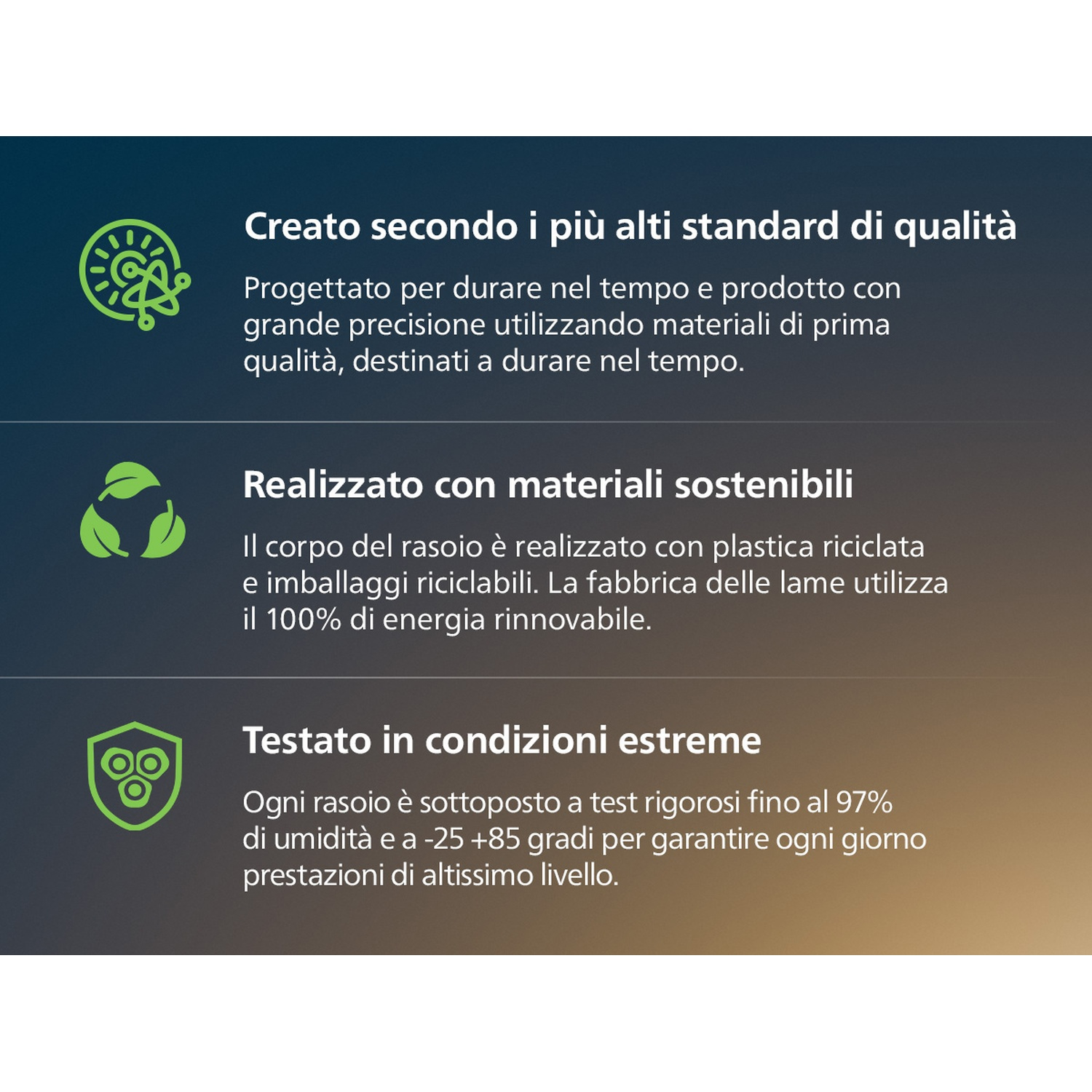 Qualità, sostenibilità e test estremi dei rasoi.