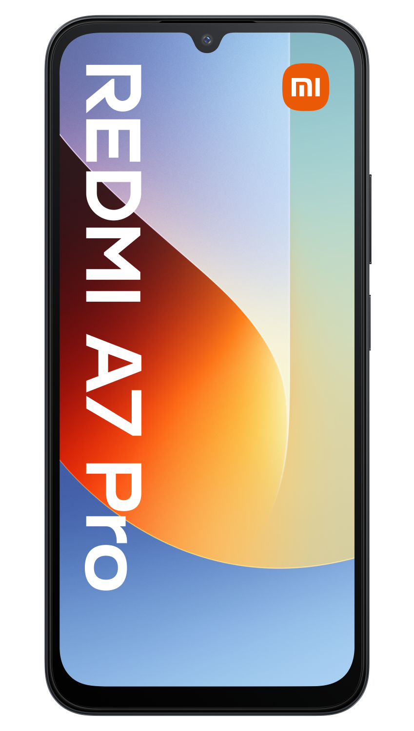 Smartfon z napisem "REDMI A7 PRO" i logo Mi.