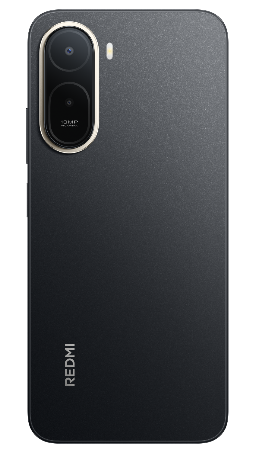 Ciemnoszary smartfon z pionowym podwójnym aparatem i lampą.