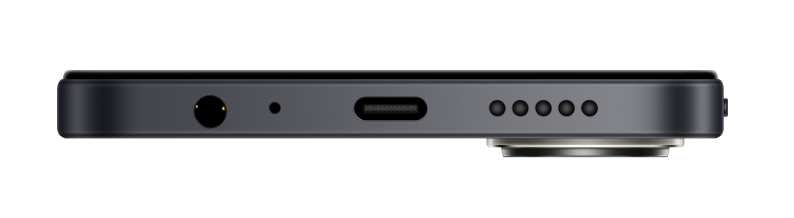 Szczegół smartfona: gniazdo 3,5 mm, mikrofon, port USB-C i siatka głośnika.