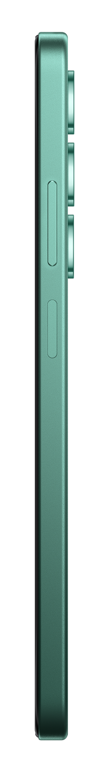 Boczny widok zielonego smartfona z przyciskami i teksturowanym wykończeniem.