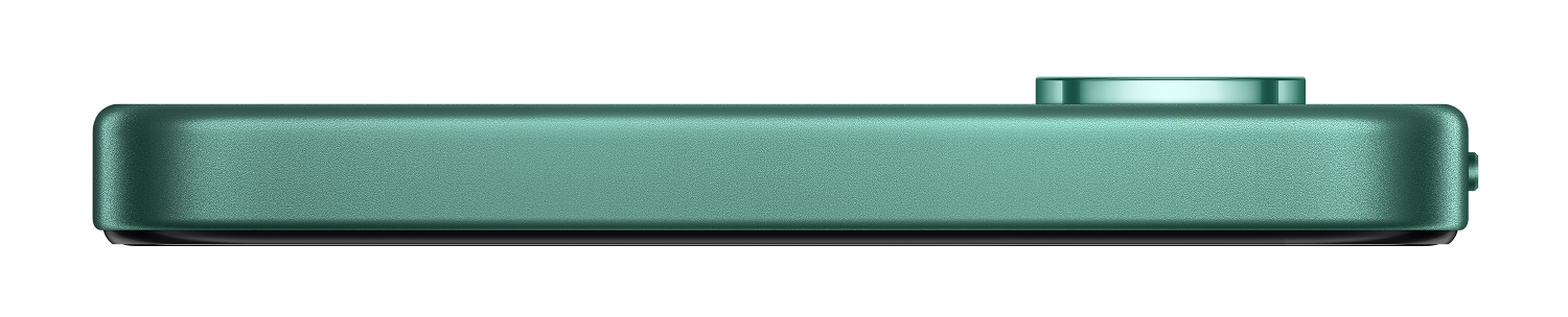 Turkusowe pudełko z przyciskiem na górze i portem po prawej stronie.