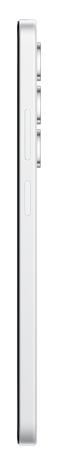 Biały bok smartfona z przyciskami głośności i obiektywami.