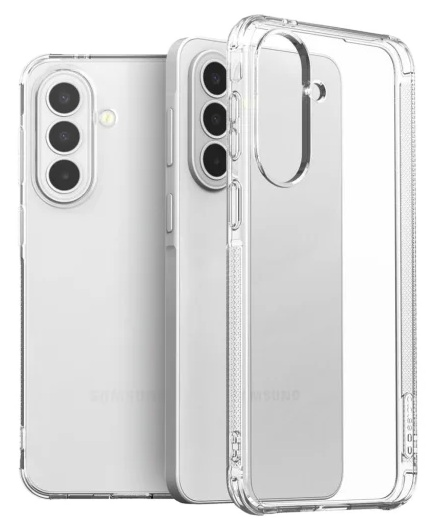 Przezroczyste etui na telefon obok dwóch telefonów.