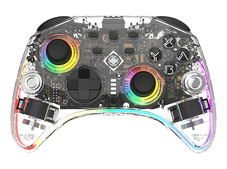 DELTACO Nintendo Switch 2 GAM-198-T RGB Wireless Controller Transparent für 2, Switch, OLED, PC