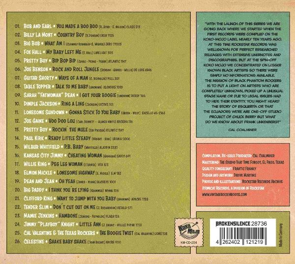 Rückseite eines Albums mit Songliste und Texten. Gelb-grüner Hintergrund.