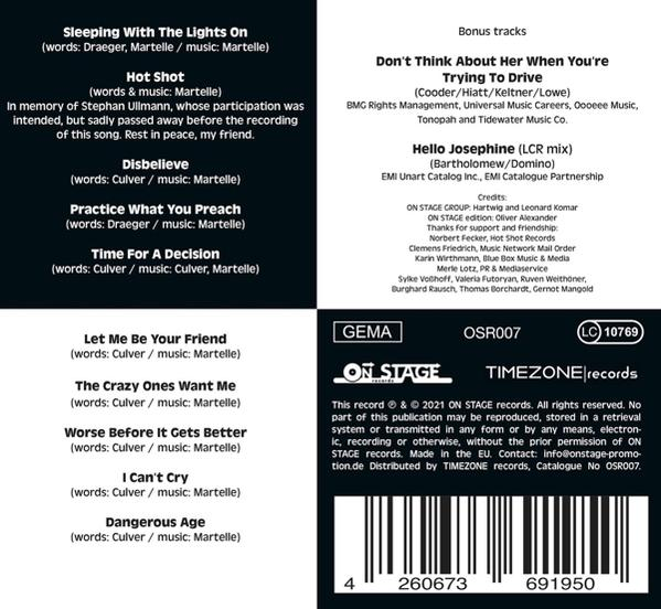 Eine Liste von Songtiteln mit Autorenangaben und Credits.