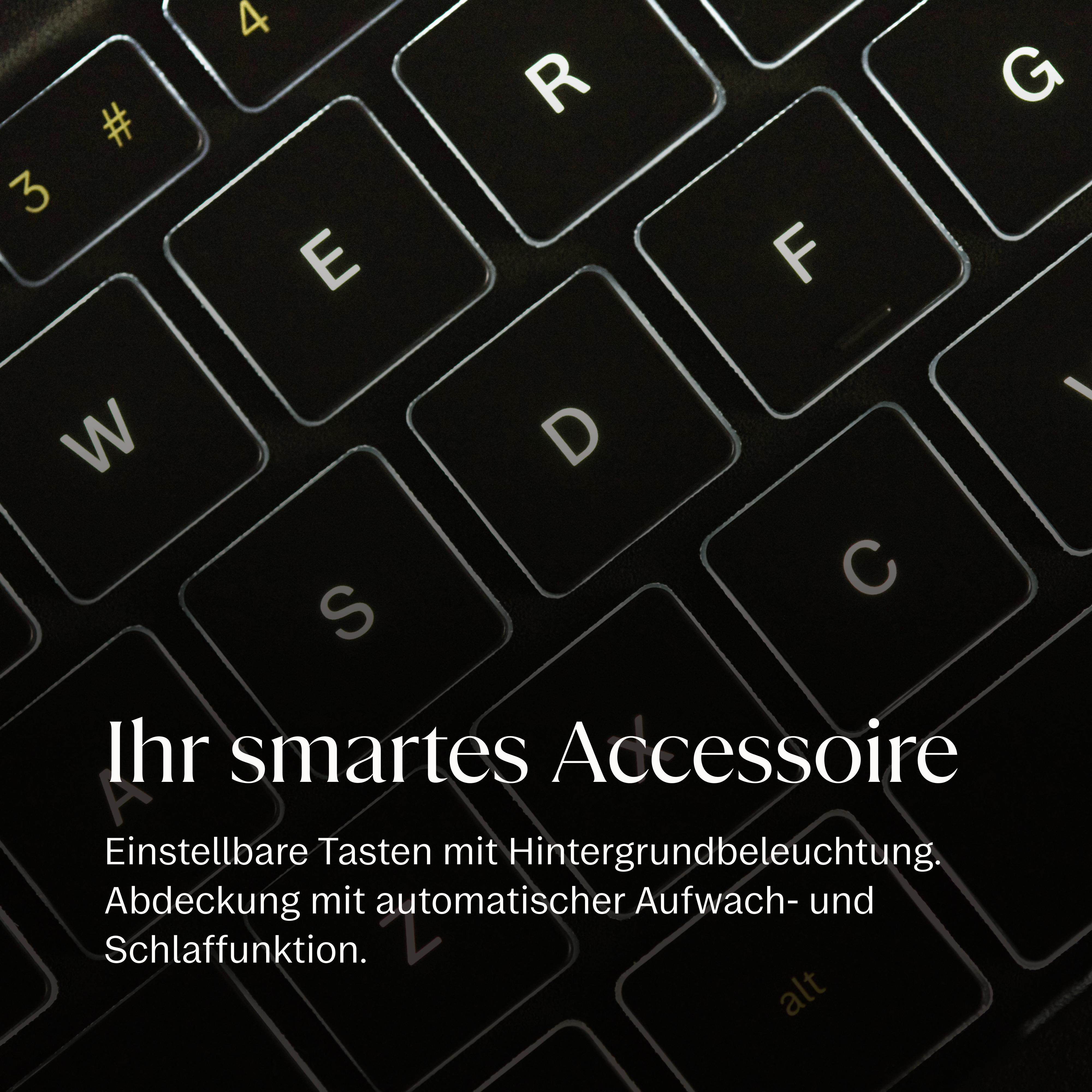 Nahaufnahme einer beleuchteten Tastatur mit den Tasten W, E, R, S, D, F, G, 3, 4 und "alt".