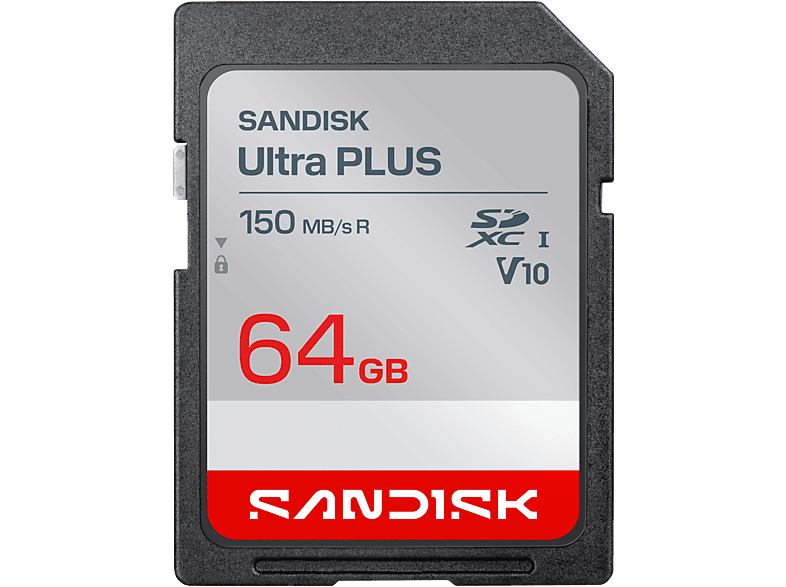 SANDISK ULTRA® PLUS UHS-I-KARTE, SD Speicherkarte, 64 GB, 150 MB/s ...