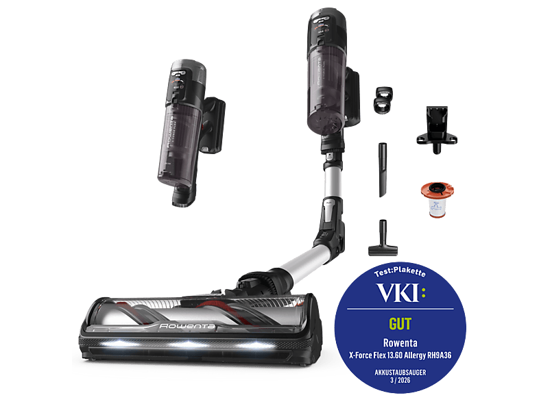 Rowenta RH9A36 X-Force Flex 13.60 Akku Staubsauger (0,65 l, Akkulaufzeit: bis zu 60 Minuten, Schwarz/Lila)