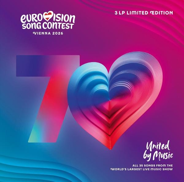 Logo des Eurovision Song Contest Wien 2026 mit großem abstraktem Herz und der Zahl 70.