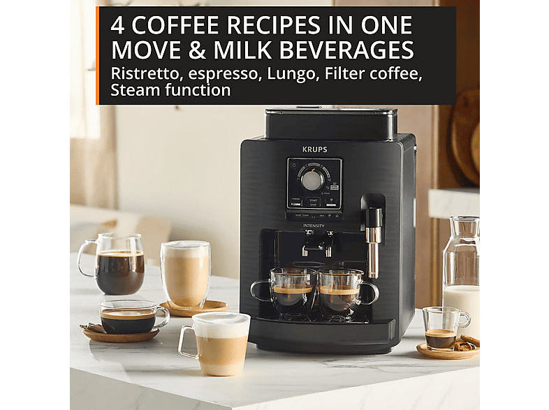 Krups EA 5008 Intensity Kaffeevollautomat (Schwarz, Kegelmahlwerk aus Edelstahl, 15 bar, Dampfdüse) — Foto 5 von 5