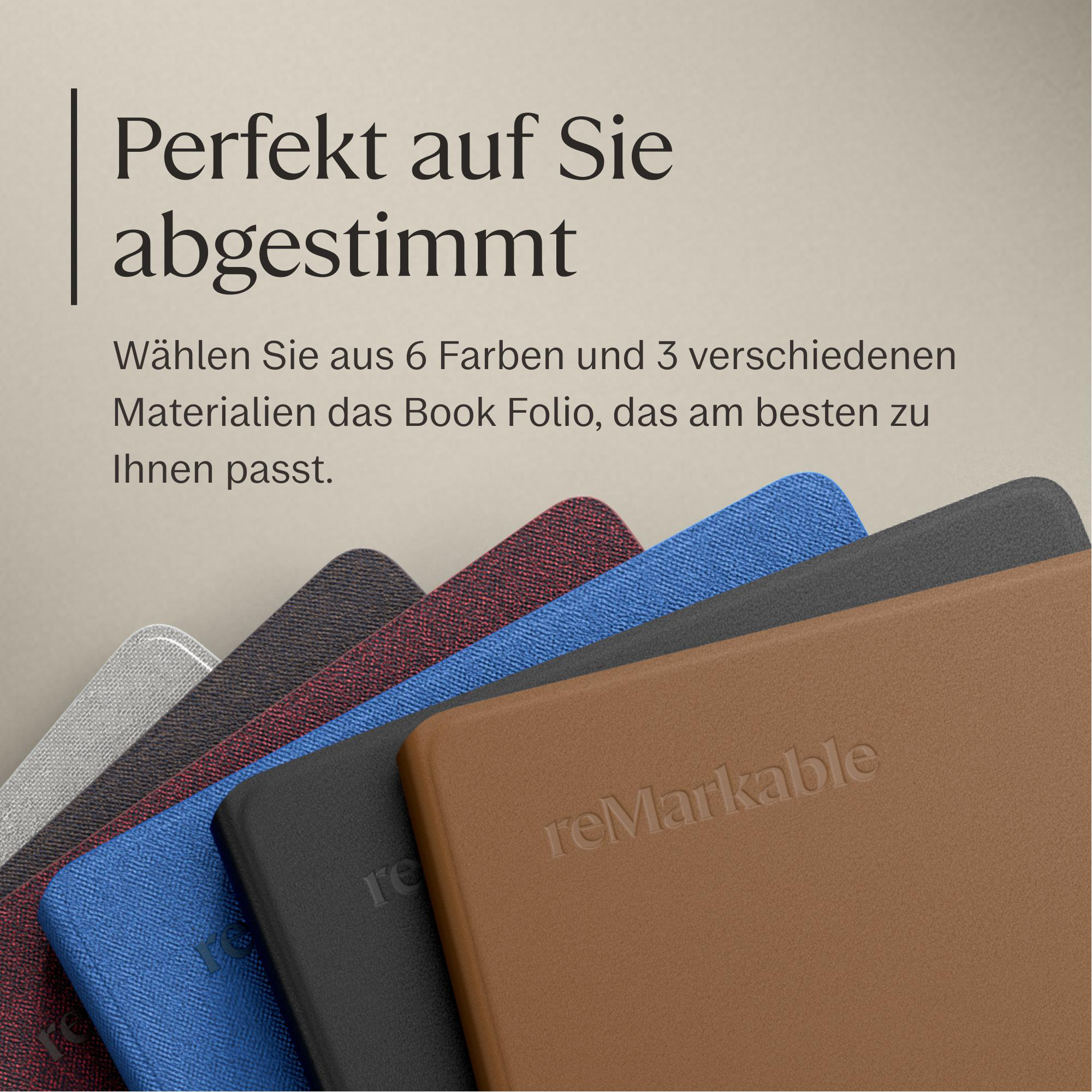 Mehrere Book Folios in verschiedenen Farben und Materialien.