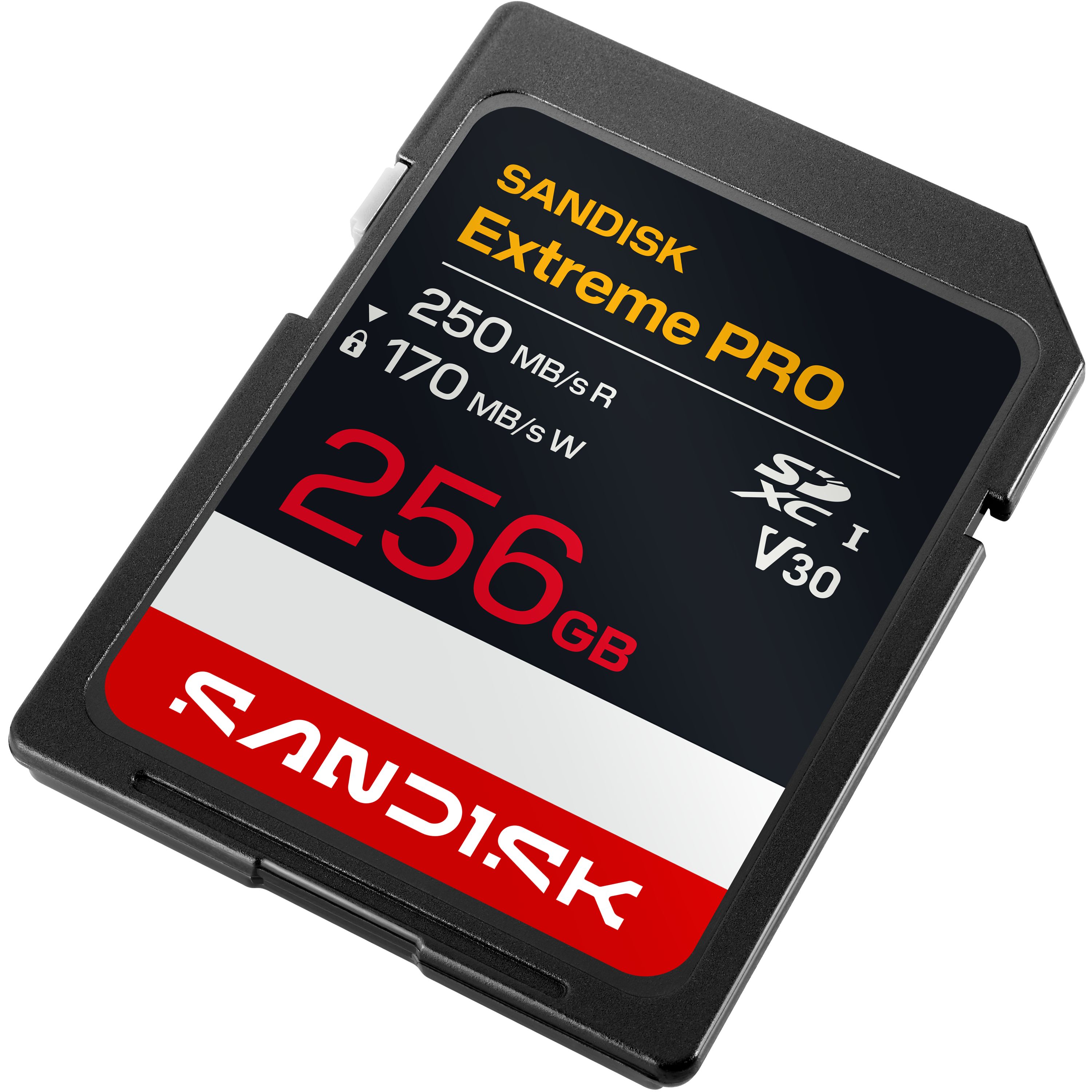 Sandisk Extreme PRO SD-Karte, 256 GB, 250 MB/s Lese-/170 MB/s Schreibgeschwindigkeit.