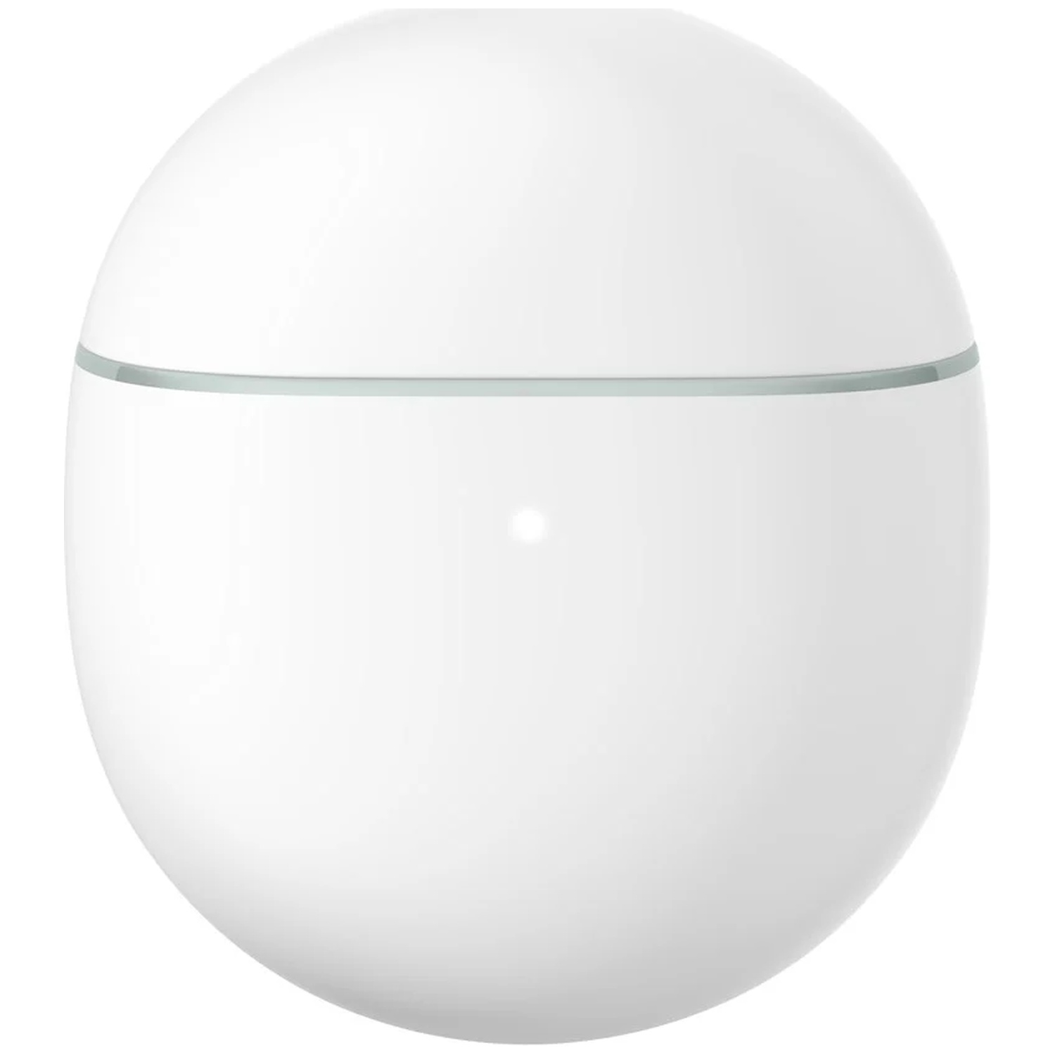 Een witte bol met een dunne grijze streep en een klein lichtpuntje.