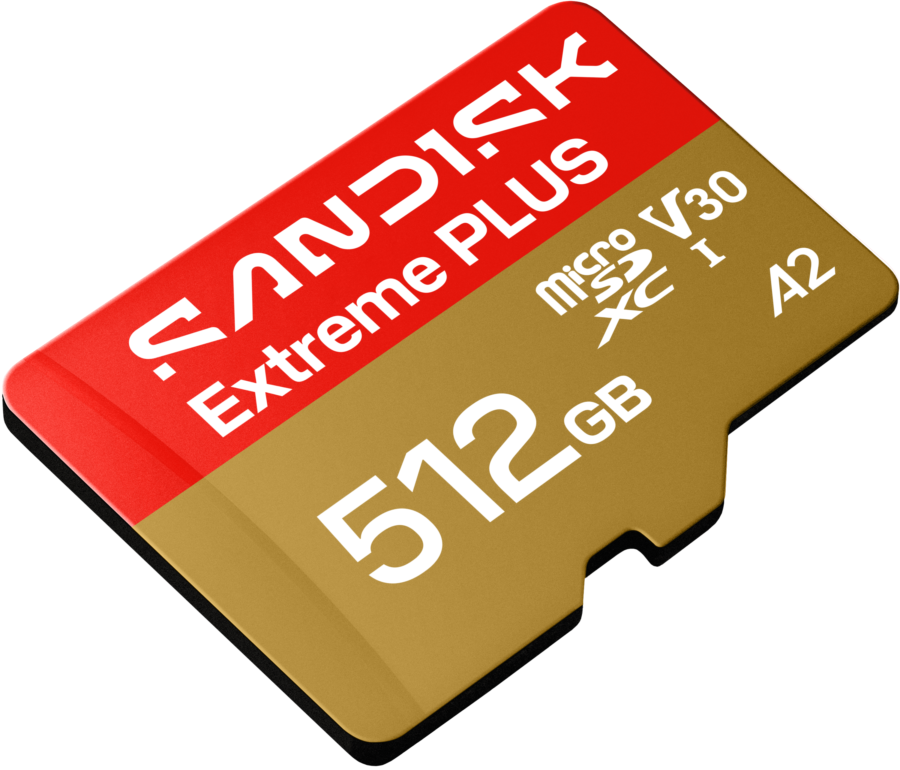 SanDisk 512 GB Extreme PLUS microSDXC Karte mit V30 und A2 Klassifizierung.